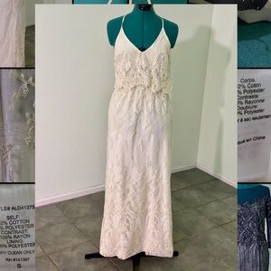 White Cream ASTR lace maxi boho dress
